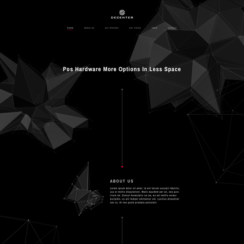 Black website with the title 'Landing page for Decenter'