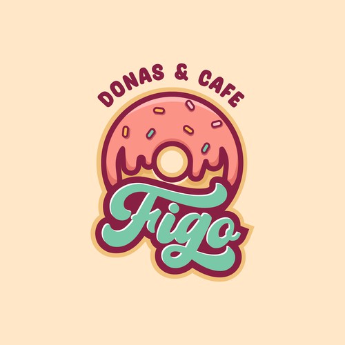 Donut design with the title 'Vintage Donuts Cafe Logo'