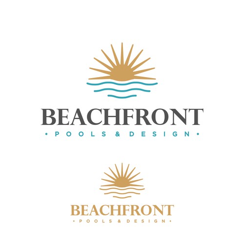 Beach club logo with the title 'Beachfront Pools & Design'