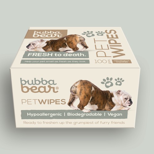Pet food packaging with the title 'Pet wipes packaging box'