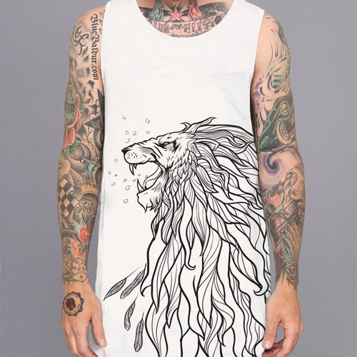 Lion t-shirt with the title 'Lines of lion'