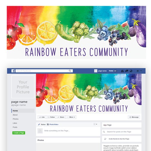 Rainbow design with the title 'Rainbow Eaters Community Banner'