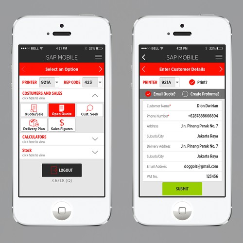 IPhone design with the title 'Mobile Application Design Revamp'