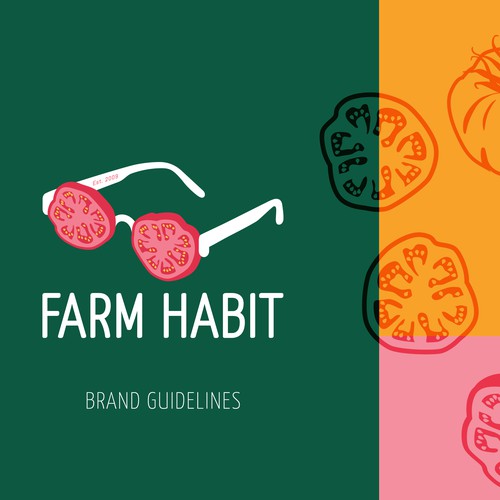 Glasses brand with the title 'Brand Guide cover for Farm Habit'