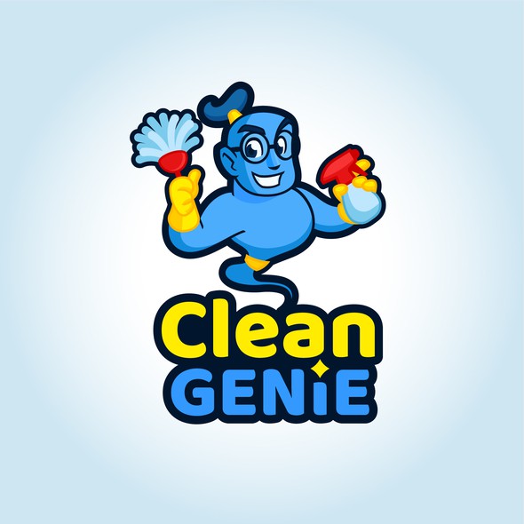 Neon blue safari logo with the title 'Genie Mascot'
