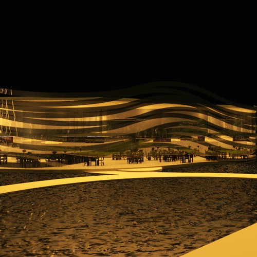 Architectural design artwork with the title 'Restaurante'