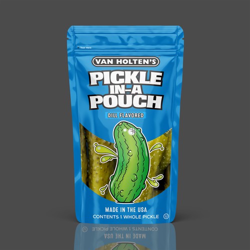 Pouch design with the title 'Redesign Packaging for Popular Snack Brand'