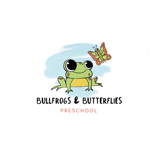 Elementary School logo with the title 'Frog and butterfly'