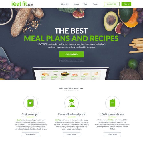 Creative website with the title 'I EAT FIT'