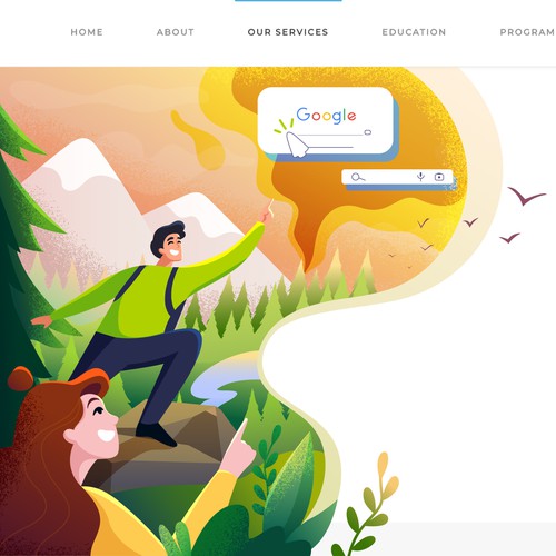 Adventure artwork with the title 'Website adventure themed illustration'