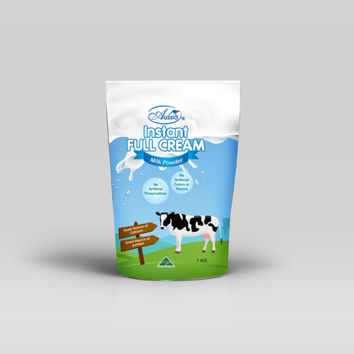 Milk packaging with the title 'Aussia'