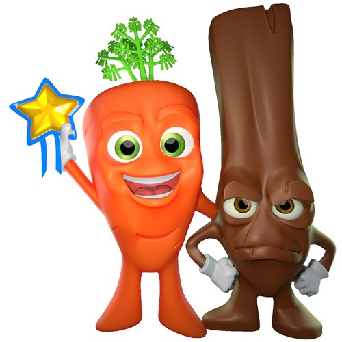 Stick design with the title 'Charactes carrot and stick'