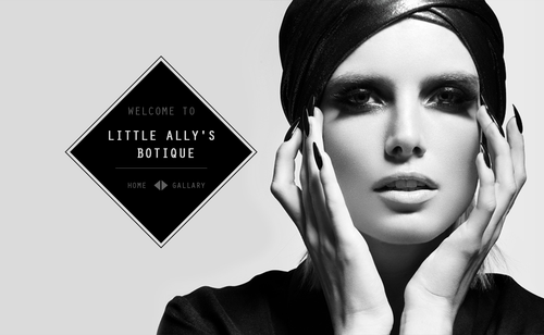 Black and white website with the title 'Little Ally's Botique needs a creative fashion ecommerce website black & white'