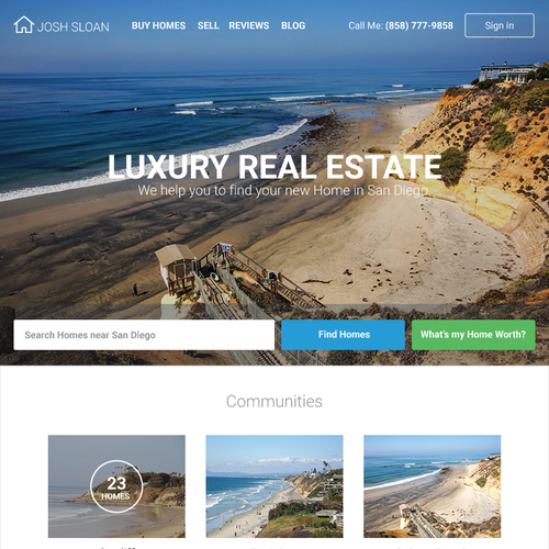 Material design with the title 'Homepage Concept for Real Estate Agency Website'