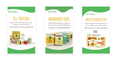 Lotion design with the title 'Winning Design for All-Natural Soaps Signage'