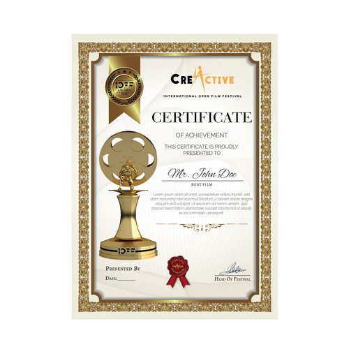 Certificate design with the title 'Certificate '