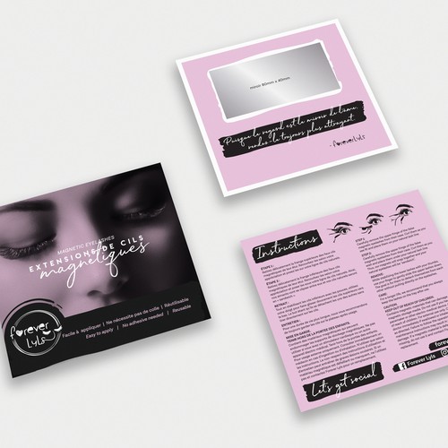 Eyelash design with the title 'Create a packaging for magnetic eyelashes label'