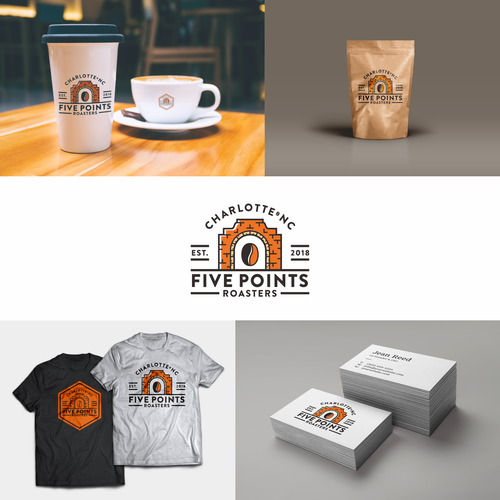 Colorful brand with the title 'Logo Design for Five Points Roasters'