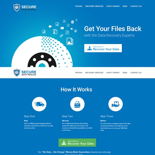 Security website with the title 'Secure Data Rescue'