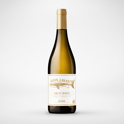Typographic design with the title 'Gran Blanco Rueda Wine Label'