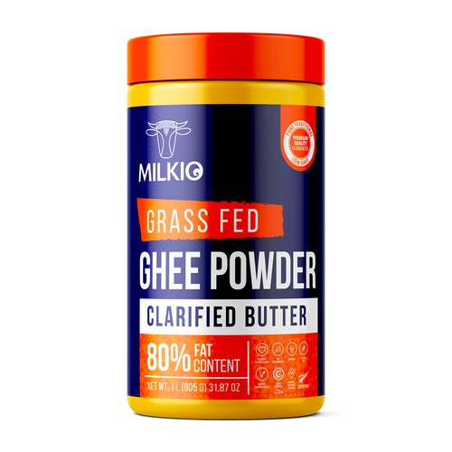 Powder packaging with the title 'Ghee Powder Label Design'