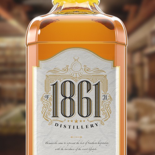 Whiskey brand with the title '1861 DISTILLERY'