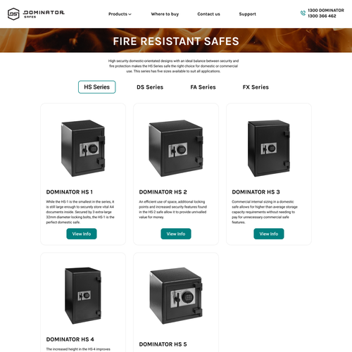 Security website with the title 'Catalogue for safe store'