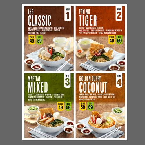 Display packaging with the title 'menu display boards'