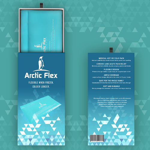 Professional packaging with the title 'Artic Flex gel pack'