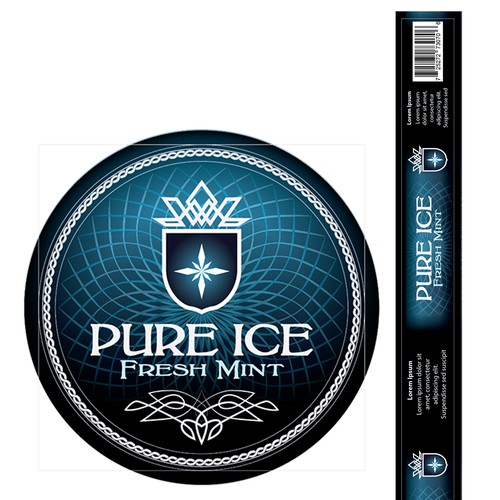 Tin packaging with the title 'Pure Ice'