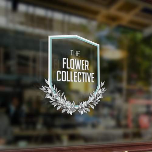 Wreath logo with the title 'Simple elegant design for The Flower Collective'