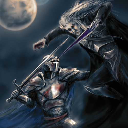 Medieval book cover with the title 'Fantasy Book Cover Design for Elirium Saga v2'