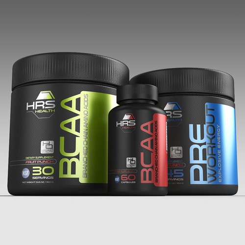 Sports label with the title 'HRS health family products'