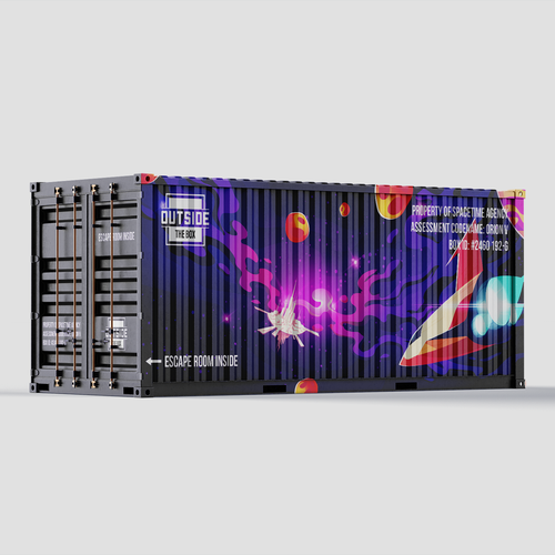 Cargo design with the title 'Wrapping design 01 for Space themed Escape Room'