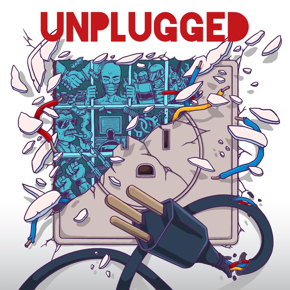 Urban illustration with the title 'Unplugged'