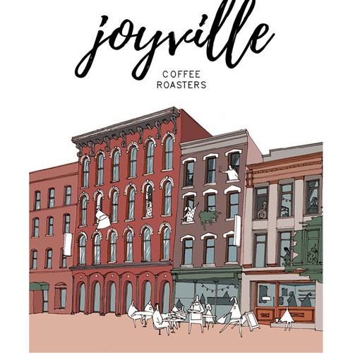 City artwork with the title 'coffee branding'