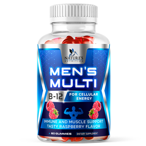 Energy label with the title 'Men's Multivitamin Gummies'