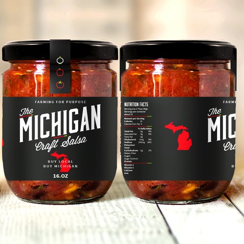 Salsa design with the title '*** High end salsa maker, Michigan Craft Salsa, needs your talents to perfect our packaging! ***'