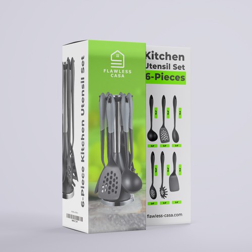 Kitchen packaging with the title 'Kitchen Utensil Set Package Design'