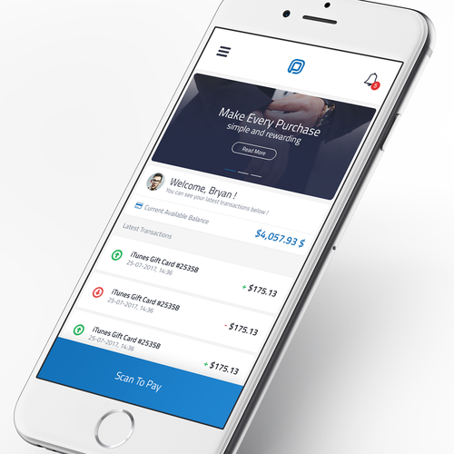 White and blue design with the title 'Payment App Design'