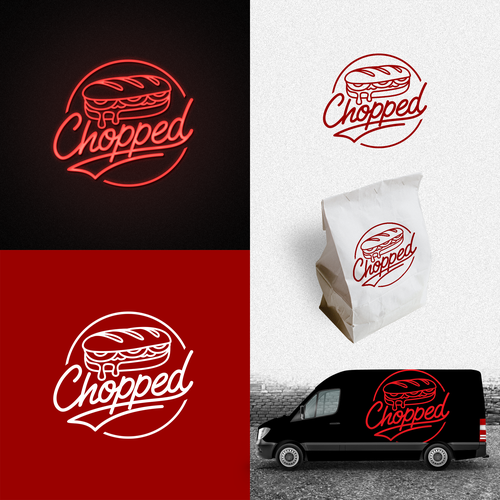 Sandwich shop logo with the title 'Winner of "Chopped" Contest'