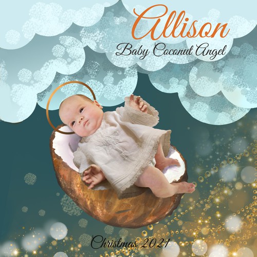 Angel artwork with the title 'Baby coconut angel'