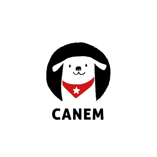 Character logo with the title 'Hand-drawn Dog Logo'