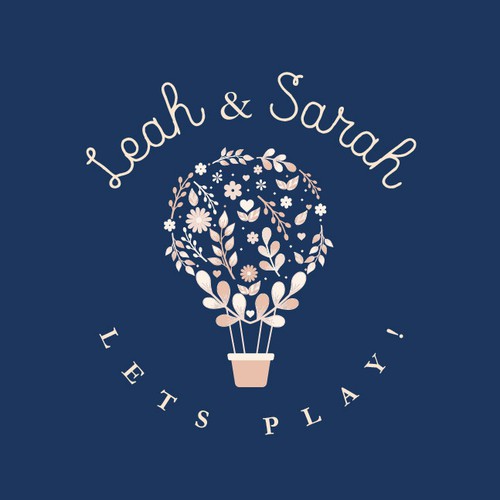 Hot air balloon logo with the title 'Leah & Sarah'