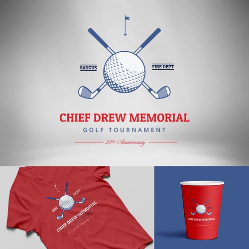 Tournament logo with the title 'Chief Drew Memorial Golf Tournament'