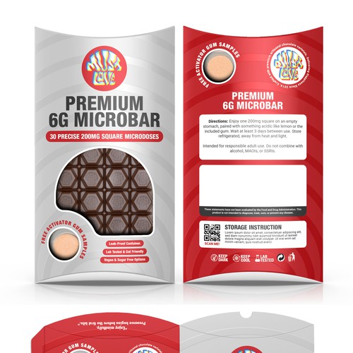 Chocolate bar design with the title 'Mush Love PREMIUM 6G MICROBAR'