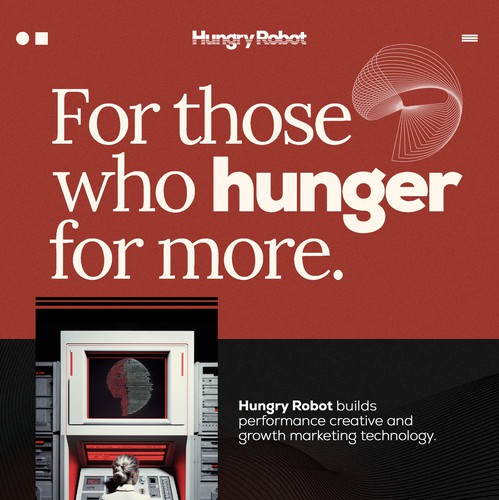 Creative website with the title 'website design for HungryRobot AI creative agency.'