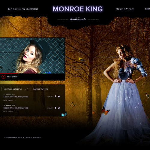 Website with the title 'Music *Pop Singer* MONROE KING Website Design needed!!'