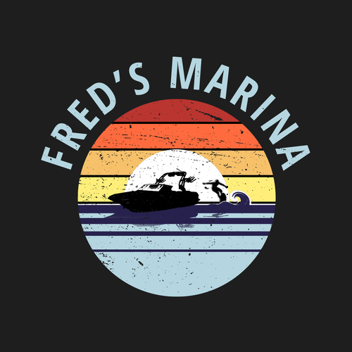 Fishing design with the title 'Fred's Marina'