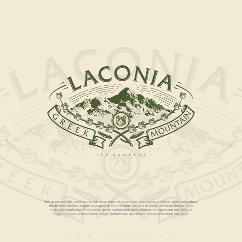 Tea brand with the title 'Laconia greek mountain tea with Tuvunu Tea'